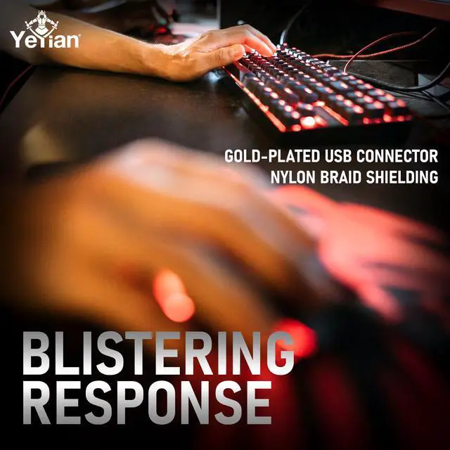 Alt view image 7 of 7 - YEYIAN SPARK Mechanical Gaming Keyboard, 87 TKL RGB LED Backlit 16M Color Keys, OUTEMU Blue Hot-Swappable Switches, Cherry MX Equivalent, 13 Modes, 50M Keystrokes, Steel Frame Braided Cable Tenkeyless