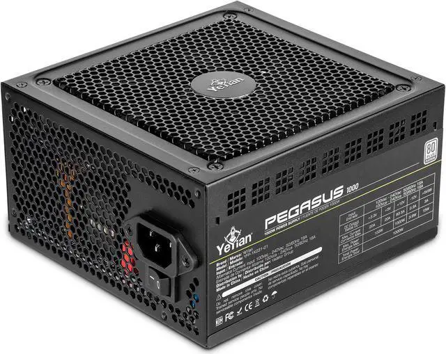Main image of YEYIAN Gaming Power Supply PCIE 5.0 Pegasus 1000W 80+ Platinum Certified YFP-1K031-01, 4080 4090 ATX 3.0 Compatible - Nichicon High Quality Japanese capacitor - Low Noise