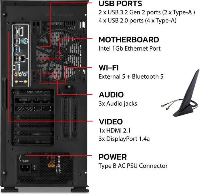 Alt view image 5 of 5 - YEYIAN Yari II 27F0B-47T1U High-Performance Gaming PC Desktop INTEL Core i7 12700F 2.1GHz, NVIDIA RTX 4070 Ti,1TB NVME SSD, 16GB DDR4 RAM 3200, 850W GOLD PSU, 240mm AIO, AC Wi-Fi, Win 11 Home 64-bit