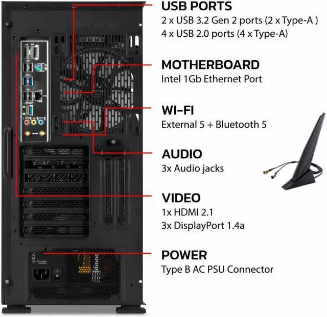 Alt view image 6 of 6 - YEYIAN YARI Gaming PC Desktop INTEL Core i7 13700F, RTX 4070, 1TB NVMe SSD, 16GB DDR4 3200, 650W Gold PSU, 240mm AIO, AC Wi-Fi, Window 11 64bit- YPI-YA37F0B-4701U