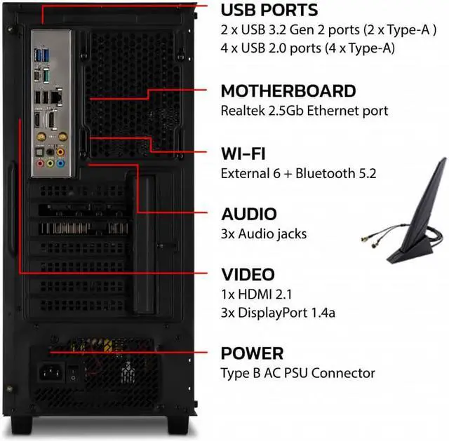 Alt view image 6 of 6 - YEYIAN Shoge Gaming PC Desktop INTEL Core i5 13400F, RTX 4070, 1TB NVMe SSD, 16GB DDR4 3200, 650W Gold PSU, 120mm AIO, AC Wi-Fi, Window 11 64bit- YPI-SH34F0B-4701U