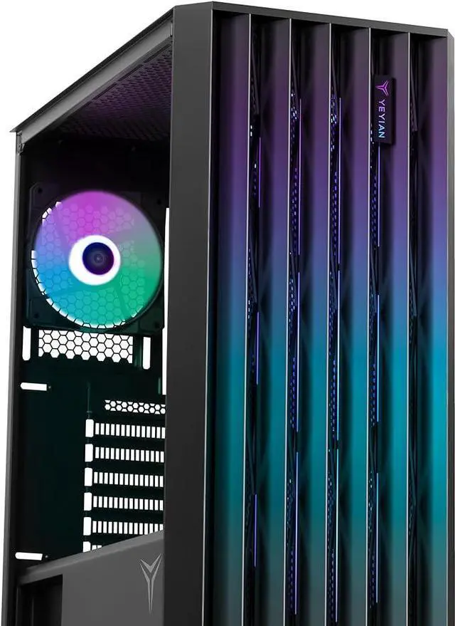 Alt view image 3 of 7 - YEYIAN Gaming Computer PC Case Phoenix Glass, ATX Mid Tower, Up to 360mm Liquid Cooling 9 ARGB Fans with 4 PWM, Tempered Glass Side Panel,USB 3.2 I/O Port,M-ATX ITX ATX for Gaming,Black-YCM-APPHO-01