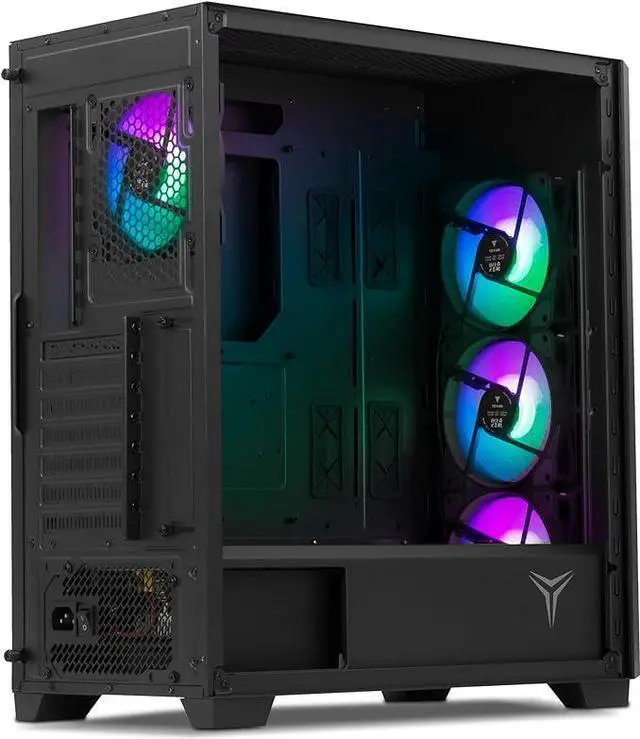 Alt view image 4 of 7 - YEYIAN Gaming Computer PC Case Phoenix Glass, ATX Mid Tower, Up to 360mm Liquid Cooling 9 ARGB Fans with 4 PWM, Tempered Glass Side Panel,USB 3.2 I/O Port,M-ATX ITX ATX for Gaming,Black-YCM-APPHO-01