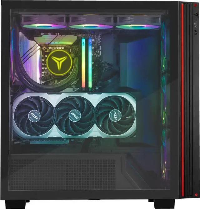 Alt view image 7 of 7 - YEYIAN Gaming PC Mirage X Full Tower with tempered glass 1.0mm metal chassis up to 420mm liquid cooling - YcF-EPMIR-X1