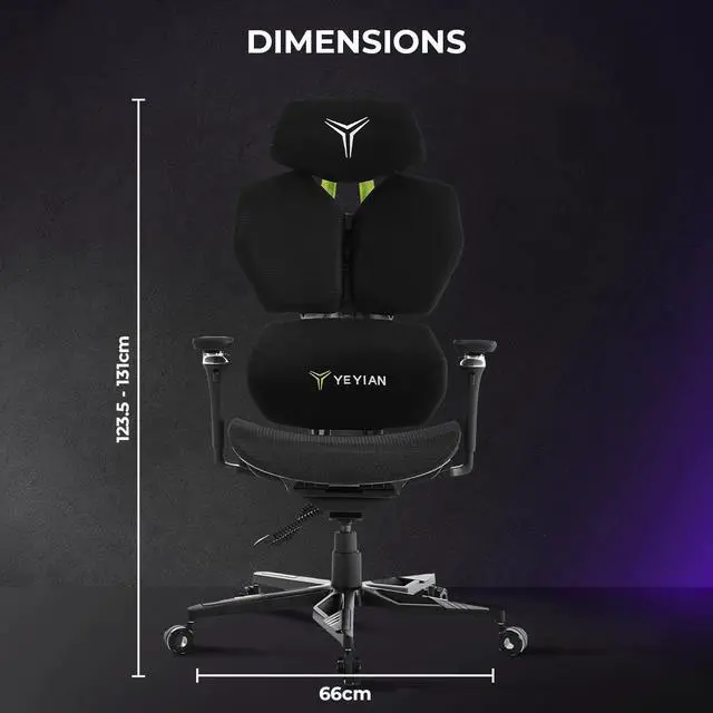 Alt view image 6 of 7 - YEYIAN Ergonomic Gaming Chair. Lumbar Support, Adjustable Seat Height, Adjustable Armrests. YAR-GAOME-M1