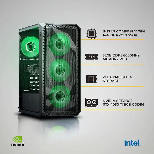 Alt view image 6 of 7 - YEYIAN Gaming Desktop PC Tanto INTEL Core i5 14400F NVIDIA RTX4060 TI 16GB DDR5 1TB SSD 650W Gold Plus PSU Windows 11 Home - YPI-TA44F0C-46T1MC