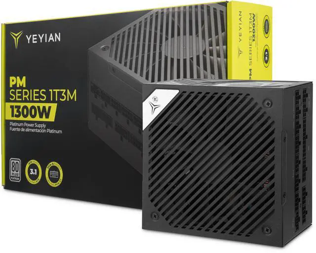 Main image of YEYIAN PSU. Fully Modular,1300W, ATX 3.1, 80 Plus Platinum, All Japanese Capacitors. Model YFT-1T33M-P1