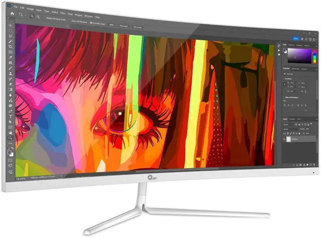 Alt view image 2 of 6 - Qian 30" Curved Monitor. Ultra Wide, WFHD(2560x1080P), 200Hz, VA, Anti-Glare Screen, VA, 95% sRGB, Freesync, HDMI DP Display. Model QMC-VA30-02
