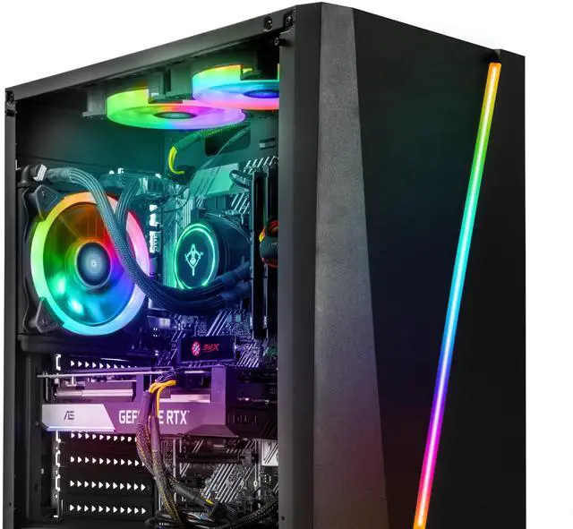 Alt view image 5 of 5 - YEYIAN Gaming PC. Intel Core i5 12600F, Nvidia GeForce RTX 3060 Ti, 120mm AIO Liquid Cooler, 1TB NVMe SSD, 16GB DDR4, 650W 80+ GOLD, Windows 11 Home. Model YPI-KU26KFB-36T1U