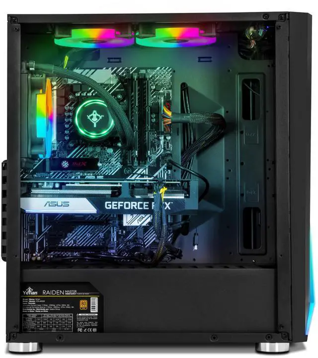 Alt view image 3 of 5 - YEYIAN Gaming PC. Intel Core i5 12600F, Nvidia GeForce RTX 3060 Ti, 120mm AIO Liquid Cooler, 1TB NVMe SSD, 16GB DDR4, 650W 80+ GOLD, Windows 11 Home. Model YPI-KU26KFB-36T1U