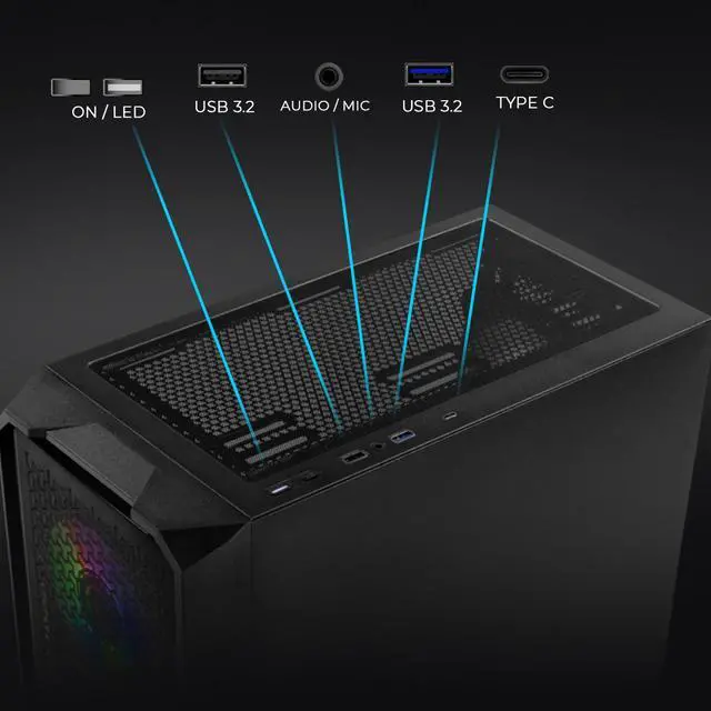 Alt view image 6 of 7 - YEYIAN Gaming PC. Core i5 14400F, RTX 5060 8GB GDDR7, 2TB NVMe, 32GB DDR5, PSU, 650W 80+ Gold. Model YPI-VA44F0C-5603U