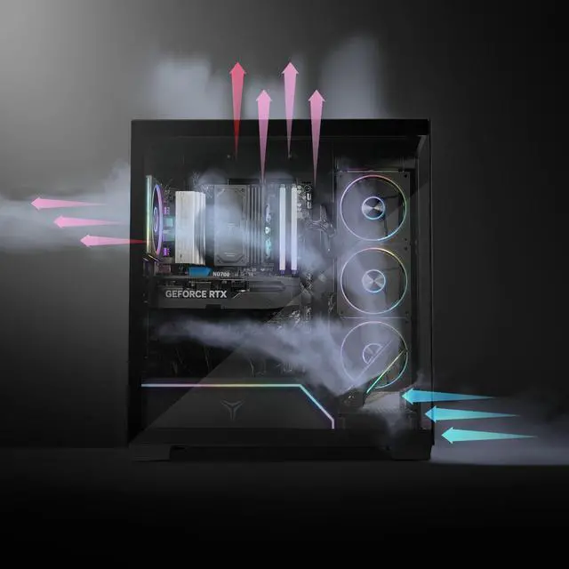 Alt view image 5 of 7 - Yeyian Astra X Gaming Desktop Core Ultra 5 250KF, GeForce RTX 5070, 32GB DDR5 6000MHz, 2TB SSD AIReady HighAirflow Tower with Performance Air Cooling SKU YPI-AX25KFC-570Q2U