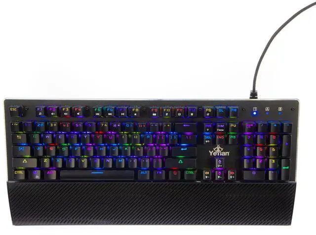 Main image of YEYIAN FLARE Mechanical Gaming Keyboard, 104 RGB LED Backlit 16M Color Keys, OUTEMU Red Hot-Swappable Switches, Cherry MX Equivalent, 14 Modes, 50M Keystrokes, Palm Rest, Steel Frame SKU: YAT1803EN