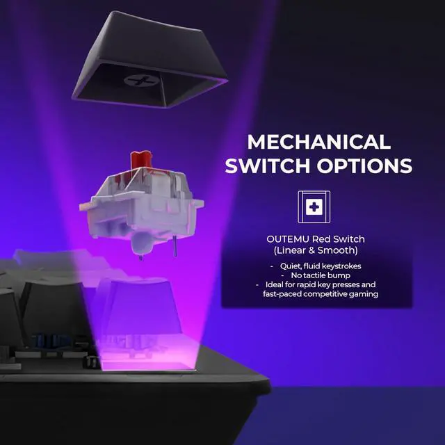 Alt view image 4 of 7 - YEYIAN FLARE Mechanical Gaming Keyboard, 104 RGB LED Backlit 16M Color Keys, OUTEMU Red Hot-Swappable Switches, Cherry MX Equivalent, 14 Modes, 50M Keystrokes, Palm Rest, Steel Frame SKU: YAT1803EN