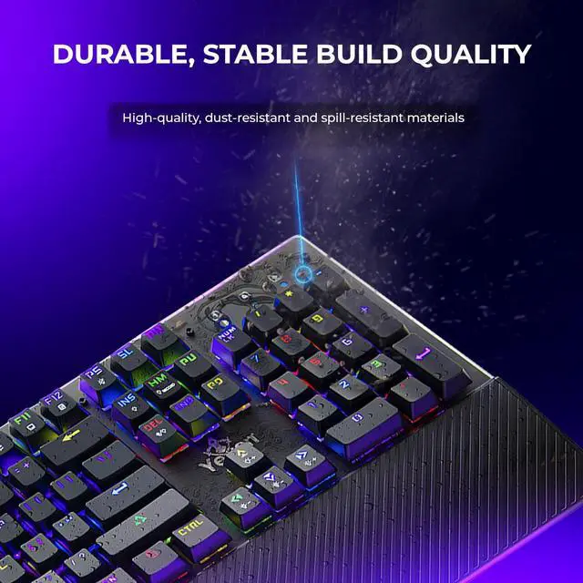 Alt view image 5 of 7 - YEYIAN FLARE Mechanical Gaming Keyboard, 104 RGB LED Backlit 16M Color Keys, OUTEMU Red Hot-Swappable Switches, Cherry MX Equivalent, 14 Modes, 50M Keystrokes, Palm Rest, Steel Frame SKU: YAT1803EN