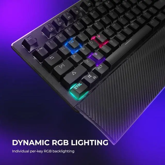 Alt view image 7 of 7 - YEYIAN FLARE Mechanical Gaming Keyboard, 104 RGB LED Backlit 16M Color Keys, OUTEMU Red Hot-Swappable Switches, Cherry MX Equivalent, 14 Modes, 50M Keystrokes, Palm Rest, Steel Frame SKU: YAT1803EN