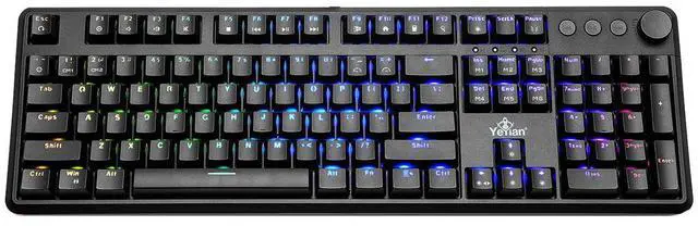 Main image of YEYIAN ASWARD Mechanical Gaming Multimedia Keyboard, 104 RGB LED Backlit 16M Color Keys, OUTEMU Blue Hot-Swappable Switches, Cherry MX Equivalent, 18 Modes, 50M Keystrokes, Steel Frame SKU: YTM-28208B