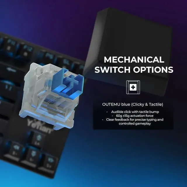 Alt view image 4 of 7 - YEYIAN SPARK Mechanical Gaming Keyboard, 87 TKL RGB LED Backlit 16M Color Keys, OUTEMU Blue Hot-Swappable Switches, Cherry MX Equivalent, 13 Modes, 50M Keystrokes, Steel Frame Braided Cable Tenkeyless