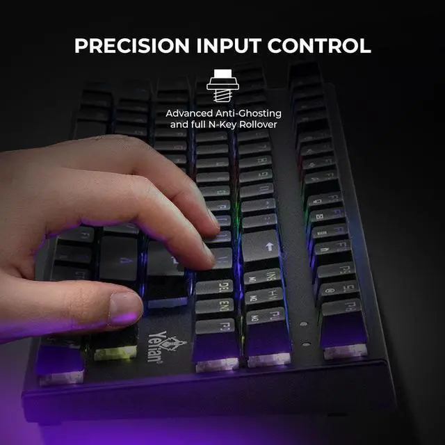 Alt view image 5 of 7 - YEYIAN SPARK Mechanical Gaming Keyboard, 87 TKL RGB LED Backlit 16M Color Keys, OUTEMU Blue Hot-Swappable Switches, Cherry MX Equivalent, 13 Modes, 50M Keystrokes, Steel Frame Braided Cable Tenkeyless