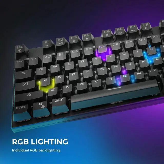 Alt view image 6 of 7 - YEYIAN SPARK Mechanical Gaming Keyboard, 87 TKL RGB LED Backlit 16M Color Keys, OUTEMU Blue Hot-Swappable Switches, Cherry MX Equivalent, 13 Modes, 50M Keystrokes, Steel Frame Braided Cable Tenkeyless
