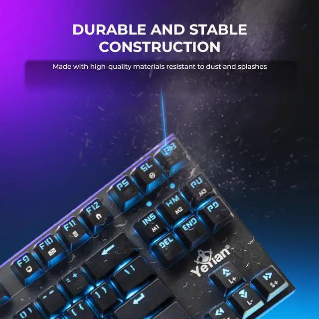 Alt view image 7 of 7 - YEYIAN SPARK Mechanical Gaming Keyboard, 87 TKL RGB LED Backlit 16M Color Keys, OUTEMU Blue Hot-Swappable Switches, Cherry MX Equivalent, 13 Modes, 50M Keystrokes, Steel Frame Braided Cable Tenkeyless