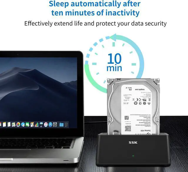 Alt view image 4 of 6 - SSK USB 3.0 to SATA External Hard Drive Docking Station Enclosure Adapter for 2.5 & 3.5 Inch HDD SSD SATA, Super Speed up to 5Gbps, Support UASP no Drivers Needed (16TB Supports)