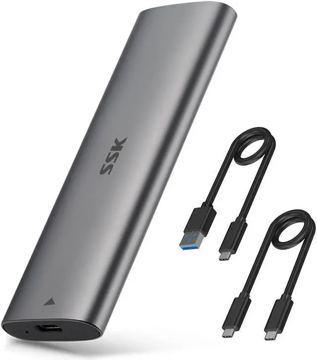 Main image of SSK Aluminum USB C to M.2 NVMe SSD Enclosure, Portable USB 3.1/3.2 Gen 2(10Gbps) to NVMe PCI-E M-Key Solid State Drive External Adapter Support UASP(Fits only M.2 NVMe SSDs 2242/2260/2280)