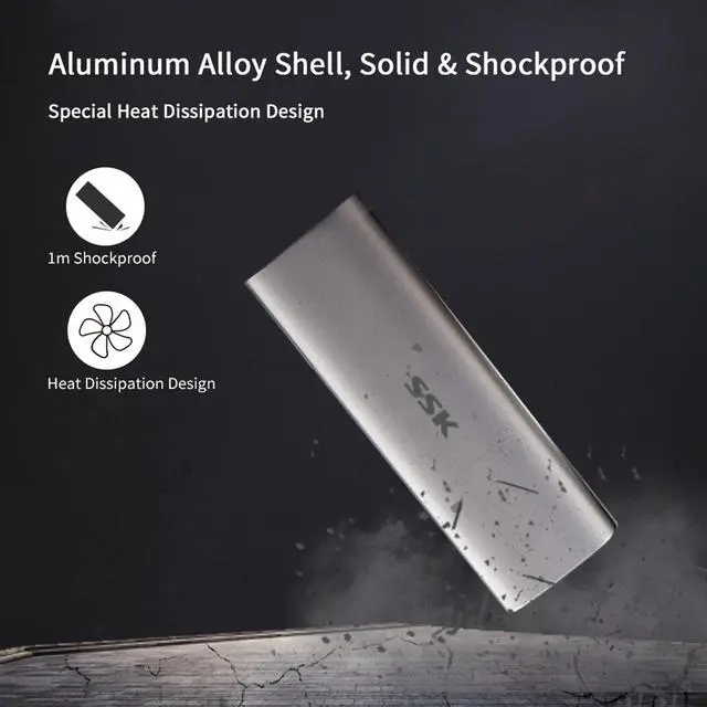 Alt view image 5 of 7 - SSK 1TB Portable External SSD,USB3.2 Gen2(6Gbps) Ultra Speed External Solid State Drive USB-C Mini External SSD with 550MB/s Data Transfer for Laptop, Typc C Phones and More