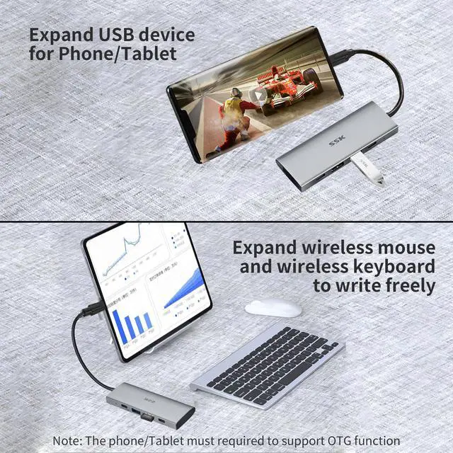 Alt view image 6 of 6 - SSK USB C 10Gbps Hub, 4-in-1 SuperSpeed USB 10Gbps Type C Multiport Adapter with 2 USB C 2 USB A 3.1/3.2 Gen2 10Gbps Ports,USB C Dock for iMac/MacBook/Pro/Air/Surface Pro and More Type C Devices