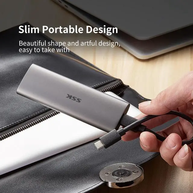 Alt view image 4 of 7 - SSK 1TB Portable External SSD,USB3.2 Gen2(6Gbps) Ultra Speed External Solid State Drive USB-C Mini External SSD with 550MB/s Data Transfer for Laptop, Typc C Phones and More