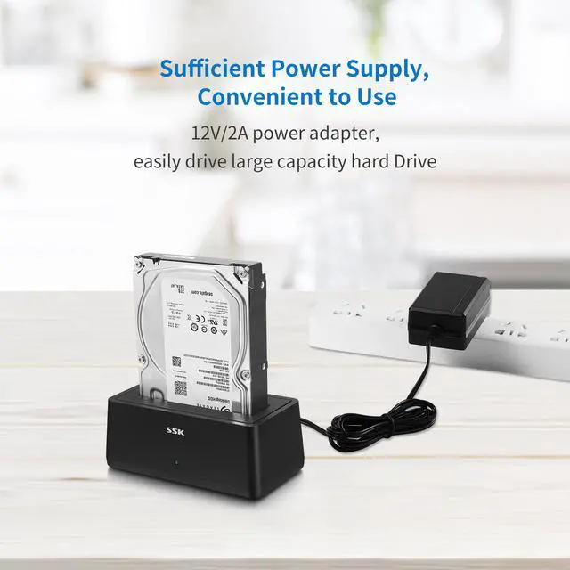 Alt view image 6 of 6 - SSK USB 3.0 to SATA External Hard Drive Docking Station Enclosure Adapter for 2.5 & 3.5 Inch HDD SSD SATA, Super Speed up to 5Gbps, Support UASP no Drivers Needed (16TB Supports)