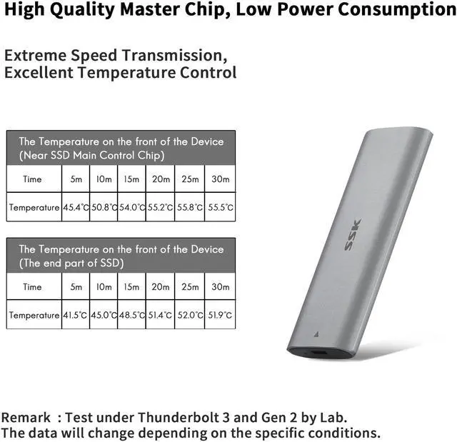 Alt view image 5 of 7 - SSK Aluminum Tool-free M.2 NVME SSD Enclosure Adapter,USB C 3.1/3.2 Gen 2 10Gbps to NVME PCIe M-Key Thunderbolt 3 Solid State Drive External Enclosure Support UASP TRIM for SSD Size 2242/2260/2280