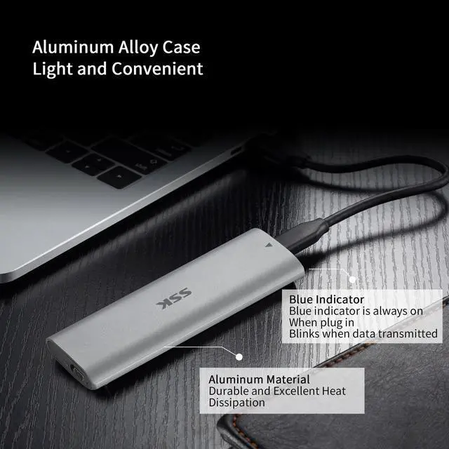 Alt view image 5 of 7 - SSK M.2 NVME SATA Tool-Free SSD Enclosure Adapter Reader,RTL9210B Chips USB C 3.1/3.2 Gen 2 10Gbps PCIe,6Gbps SATA MKey/(B+M) Key,External Solid State Drive Case Support UASP Trim for 2242/2260/2280
