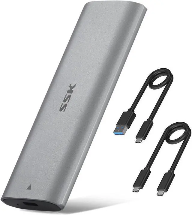 Main image of SSK M.2 NVME SATA Tool-Free SSD Enclosure Adapter Reader,RTL9210B Chips USB C 3.1/3.2 Gen 2 10Gbps PCIe,6Gbps SATA MKey/(B+M) Key,External Solid State Drive Case Support UASP Trim for 2242/2260/2280