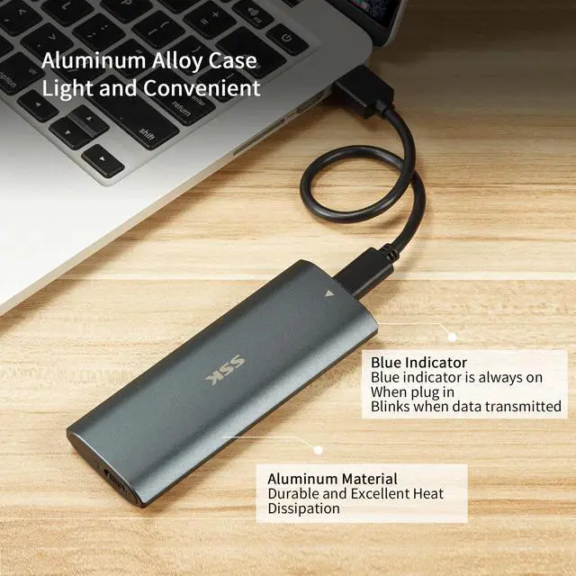 Alt view image 5 of 7 - SSK M.2 NVME SATA SSD Enclosure Adapter,RTL9210B Chips Tool-Free SSD Reader USB C 3.1/3.2 Gen 2 10Gbps PCIe,6Gbps SATA MKey/(B+M) Key,External SSD Enclosure Support UASP Trim for 2242/2260/2280-black