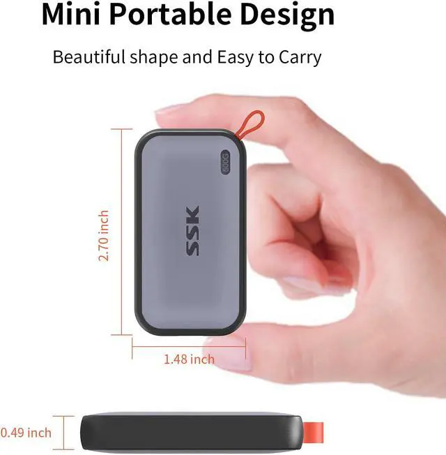 Alt view image 5 of 6 - SSK 500GB Portable External NVME SSD,up to 1050MB/s Extreme Transmission Speed USBC 3.2 Gen2 Solid State Drive for Type-c Smartphone,PS5,xBOX, Laptop,Macbook/Pro/Air and more 500GB