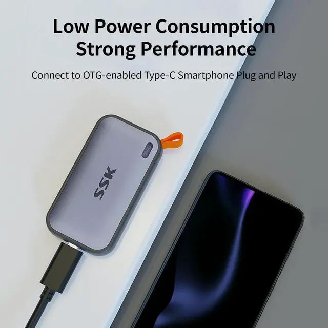 Alt view image 3 of 6 - SSK 500GB Portable External NVME SSD,up to 1050MB/s Extreme Transmission Speed USBC 3.2 Gen2 Solid State Drive for Type-c Smartphone,PS5,xBOX, Laptop,Macbook/Pro/Air and more 500GB
