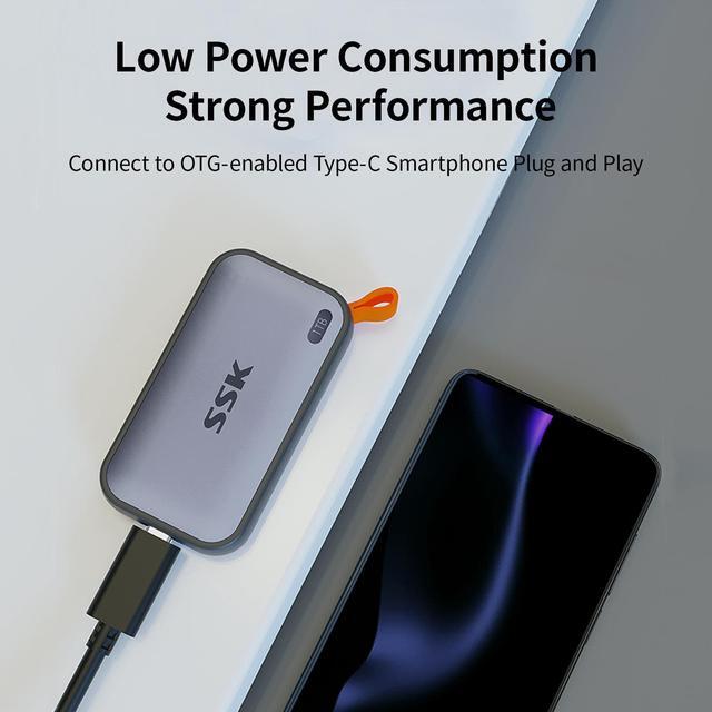 Alt view image 3 of 6 - SSK 1TB Portable External NVME SSD,up to 1050MB/s Extreme Transmission Speed USBC 3.2 Gen2 Solid State Drive for Type-c Smartphone,PS5,xBOX, Laptop,Macbook/Pro/Air and more 1TB