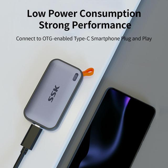 Alt view image 3 of 6 - SSK 2TB Portable External NVME SSD,up to 1050MB/s Extreme Transmission Speed USBC 3.2 Gen2 Solid State Drive for Type-c Smartphone,PS5,xBOX, Laptop,Macbook/Pro/Air and more 2TB