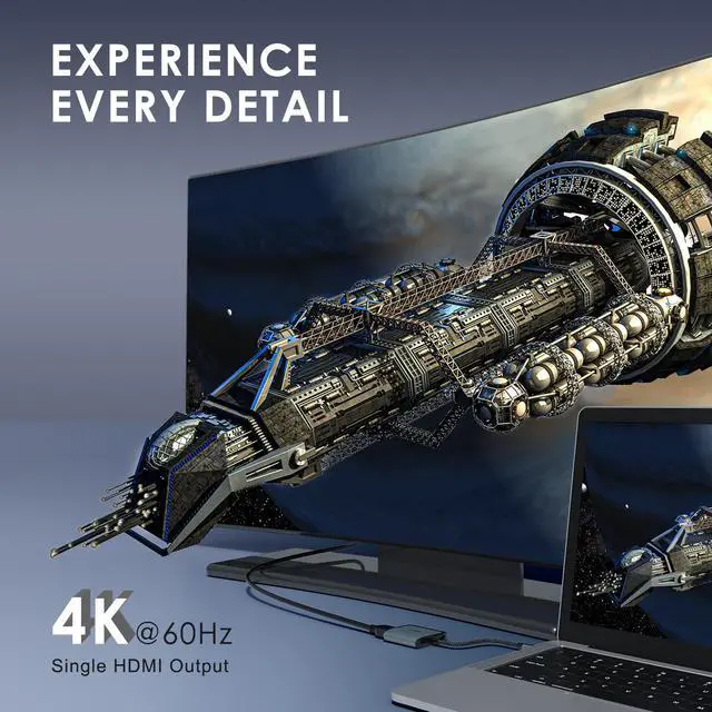 Alt view image 3 of 7 - SSK USB C to Dual HDMI Adapter 4K/60Hz,4 in 1 Laptop HDMI Splitter for Multi Monitors Hub with 2 HDMI 4K,100W PD,USB 2.0 Port for MacBook Pro,Air,Lenovo,Dell,HP