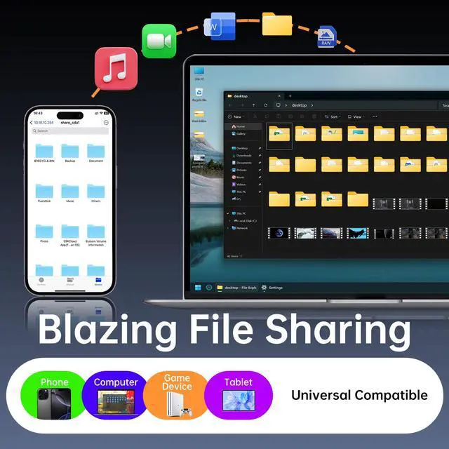 Alt view image 3 of 7 - SSK 4TB SSD External Hard Drive, Portable SSD Drive up to 2000 MB/s, USB 3.2 Gen2X2 External Solid State Drives for iPhone 15/16 PROMacPhone OTGLaptops with LED Indicator