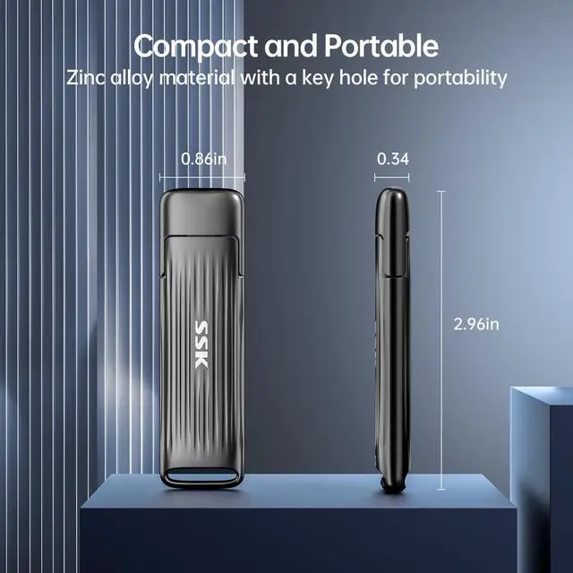 Alt view image 5 of 5 - SSK USB C Flash Drive 1TB Maximum up to 2000mb/s Fast External Hard Drive USB 3.2 Gen 2x2 Portable External SSD Thumb Drive Zinc Alloy USB C Stick for Android Phone/Tablets/Laptops/Mac/iPhone 15/16