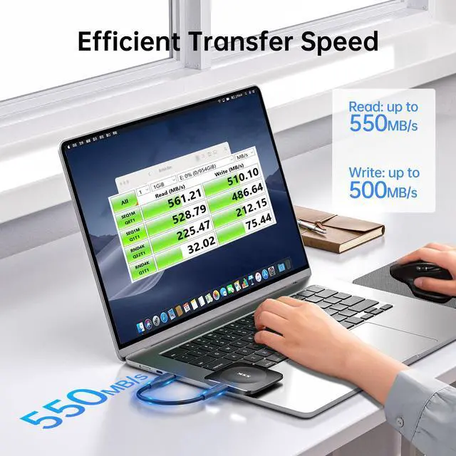 Alt view image 6 of 6 - SSK External SSD 2TB,Portable Drive 2TB up to 550MB/s 2tb SSD Hard Drive Type C+USB A Fast External Solid State Drives USB 3.2 GEN2 External Storage for iPhone 15/Android/Windows/Mac/Xbox