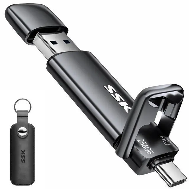Main image of SSK 256GB SSD USB C Stick up to 1000MB/s,Fast Thumb Drive,Dual Drive Type-C + USB A 3.2 Gen 2 External Solid State Drives,USB Memory Stick for iPhone 15/PS4/Android Phone/Tablet/Windows/Mac
