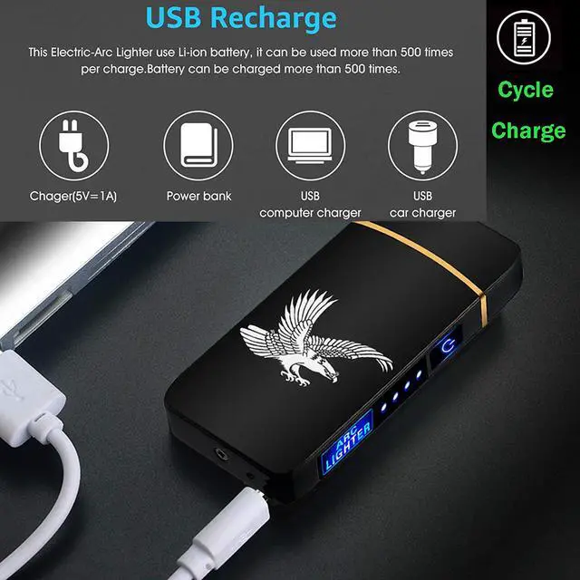 Alt view image 6 of 7 - Arc Lighter, Smart Electric Lighter, USB Rechargeable Lighter Windproof Flameless Lighter Lightweight Plasma Lighter for Fire,BBQs,Fireworks ,Candle,Camping - Outdoors Indoors (Black Tiger)