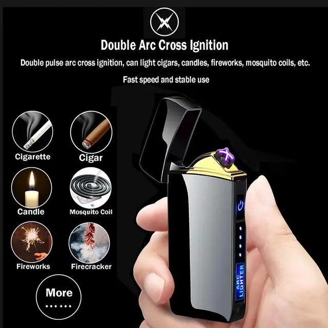 Alt view image 2 of 7 - Arc Lighter, Smart Electric Lighter, USB Rechargeable Lighter Windproof Flameless Lighter Lightweight Plasma Lighter for Fire,BBQs,Fireworks ,Candle,Camping - Outdoors Indoors (Black Tiger)