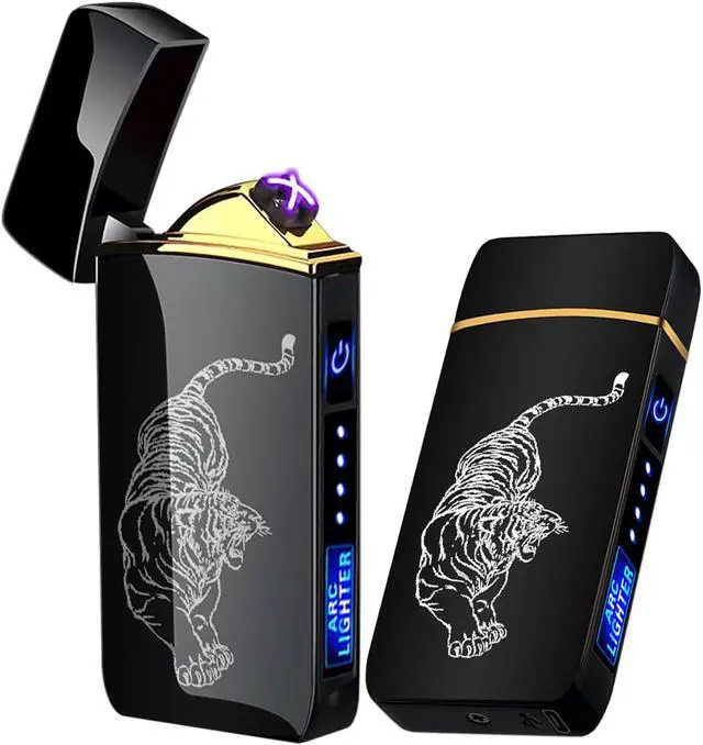 Main image of Arc Lighter, Smart Electric Lighter, USB Rechargeable Lighter Windproof Flameless Lighter Lightweight Plasma Lighter for Fire,BBQs,Fireworks ,Candle,Camping - Outdoors Indoors (Black Tiger)