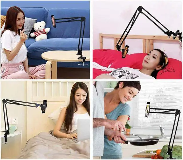 Alt view image 6 of 6 - LenTok Overhead Tripod Mount for Camera Webcam Ring Light, Flexible Over Head Arm for iPhone with Phone Holder and Ball Head, Table Stand Accessory for Phone Video Recording Live Stream