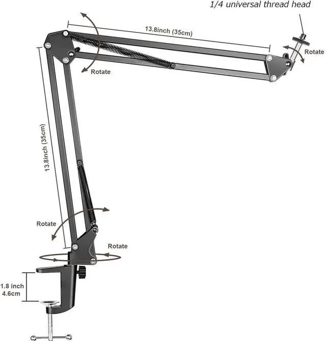 Alt view image 2 of 6 - LenTok Overhead Tripod Mount for Camera Webcam Ring Light, Flexible Over Head Arm for iPhone with Phone Holder and Ball Head, Table Stand Accessory for Phone Video Recording Live Stream