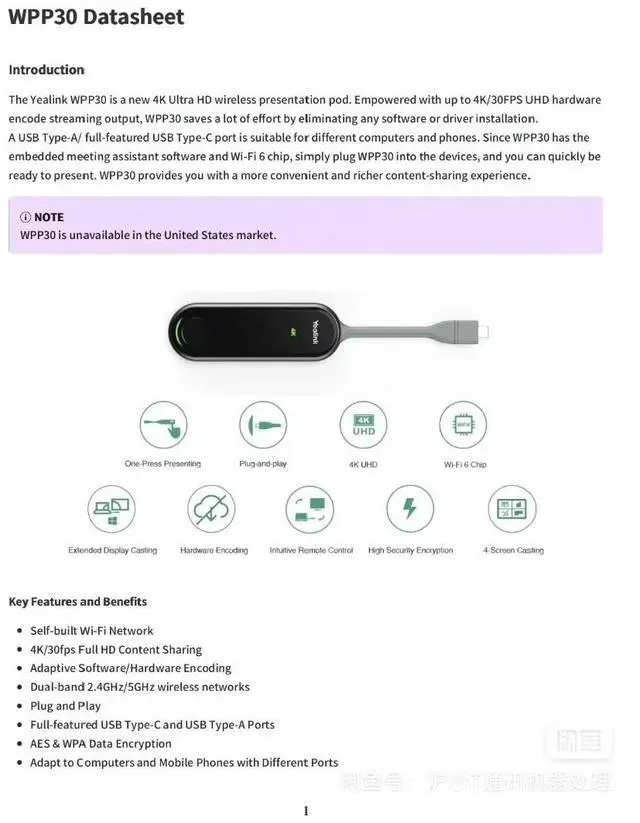 Alt view image 20 of 20 - Yealink YEA-WPP30 1303112 WPP30 Wireless Sharing/BYOD Pod